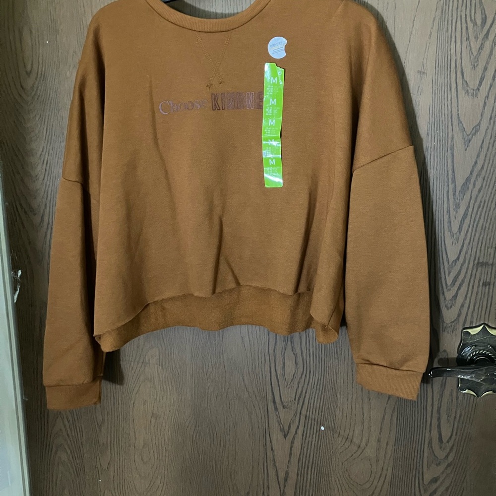 NWT Primark Women’s Cropped Chestnut Brown Sweatshirt - Size 8-10
